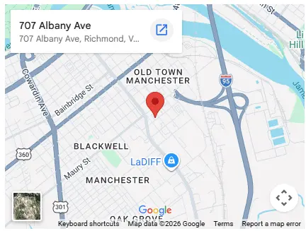 Map showing 707 Albany Avenue, Richmond, Virginia